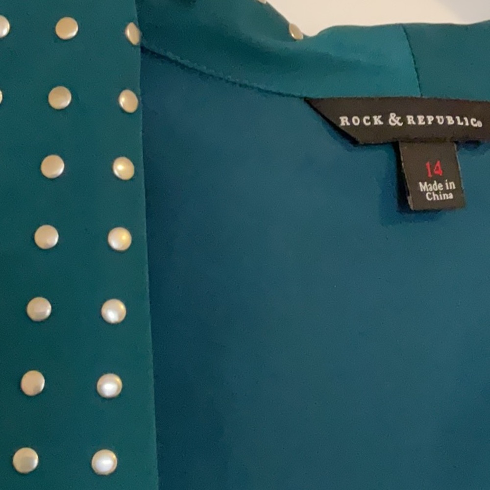Teal Studded Women's Jacket - Picture 5 of 6